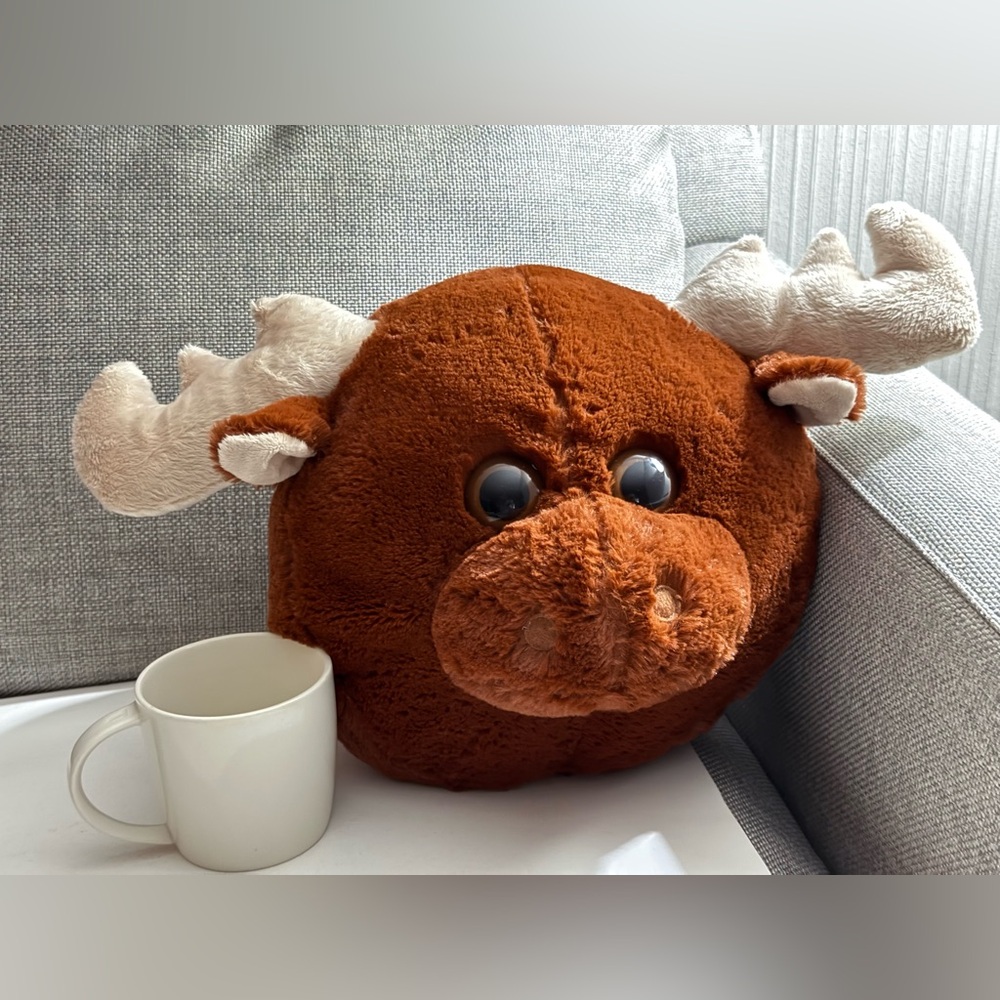 Plush Brown Soft Moose Pillow From Alaska Not Used